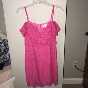 Hot Pink Lace Formal Dress